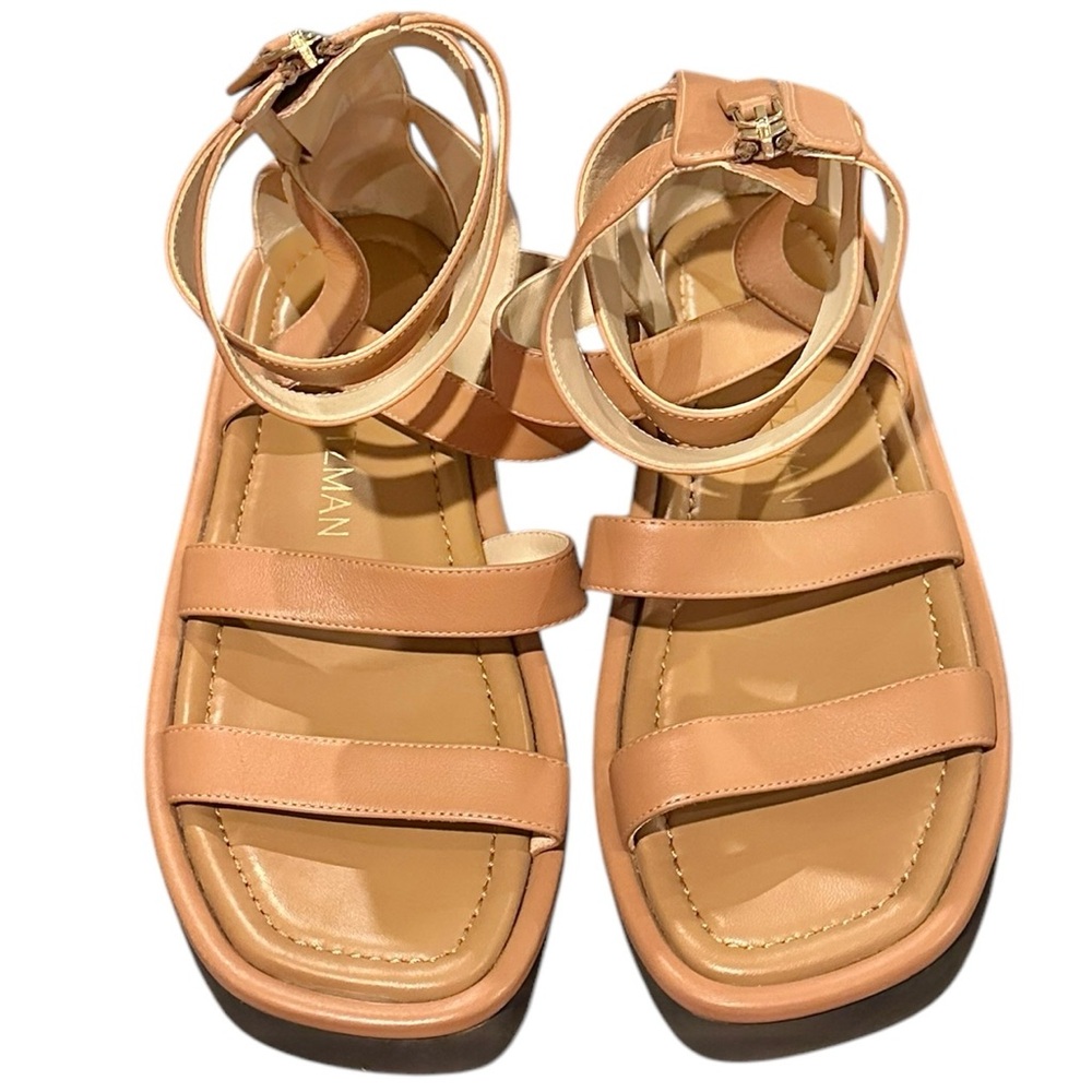 Stuart Weitzman Gala Lift Gladiator Back Zip Sandals Tan 8.5 - Picture 4 of 13